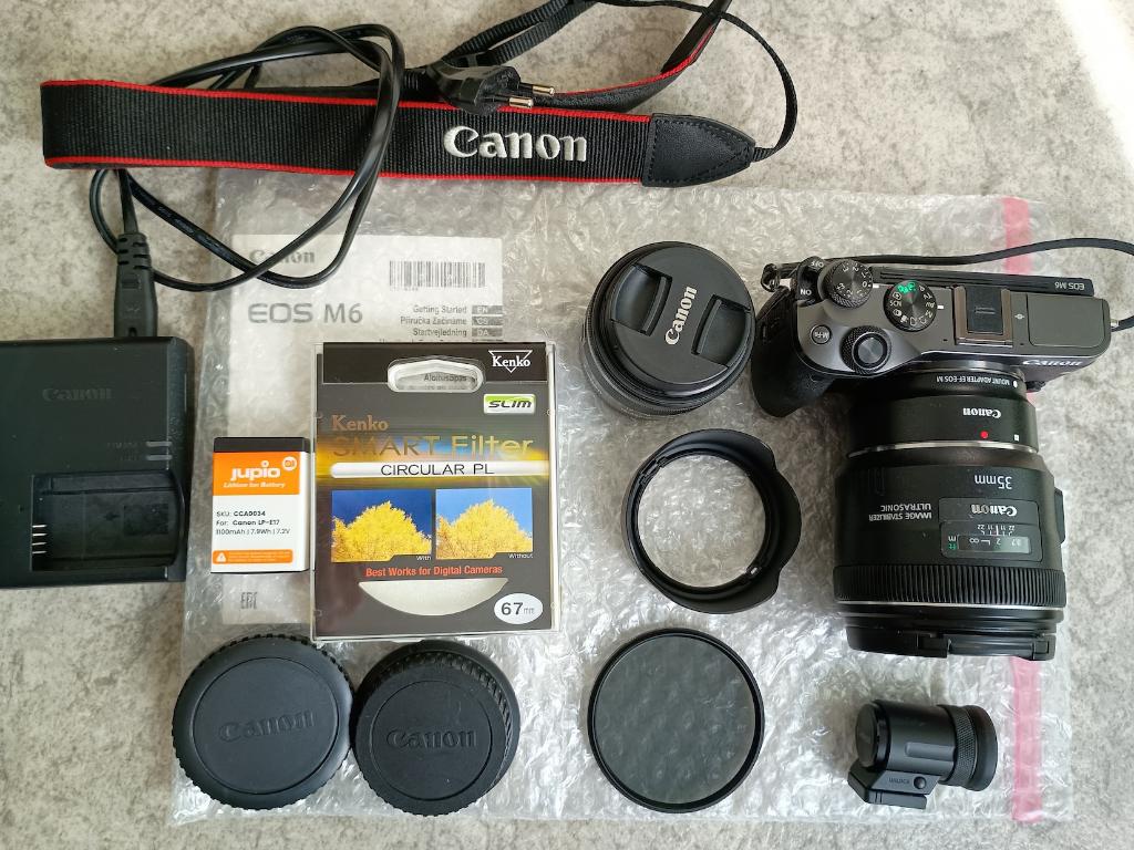 Canon EOS M6 + EF-M 15-45 + EF 35mm f/2 & complete set, Audio, Tv en Foto, Fotocamera's Digitaal, Canon, Compact, Ophalen of Verzenden
