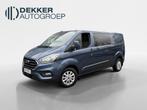Ford Transit Custom 300 2.0 TDCI L2H1 Limited DC, Auto's, Bestelauto's, Euro 6, 4 cilinders, Blauw, Bedrijf