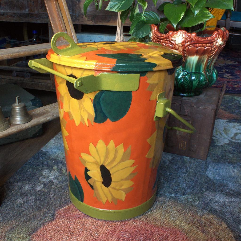 Vintage Beschilderde Prullenbak, Antiek en Kunst, Ophalen