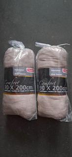 2 jersey, beige hoeslakens 90 x 200, Eenpersoons, Nieuw, Ophalen of Verzenden, Wit