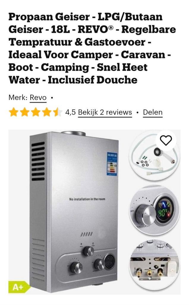 Nieuwe Propaan Geiser 18L - Ideaal voor Camper/Caravan, Ophalen of Verzenden, Minder dan 3 jaar oud, Minder dan 20 liter, Propaan of Butaan