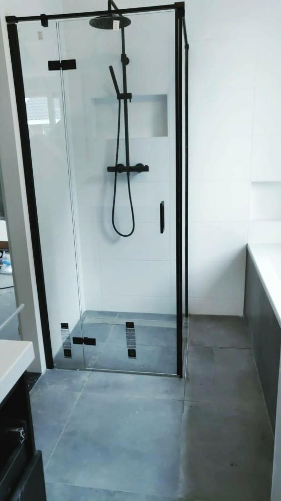 Douchecabine met regendoucheset zwart, Doe-het-zelf en Verbouw, Sanitair, Gebruikt, Douche, Glas, Ophalen