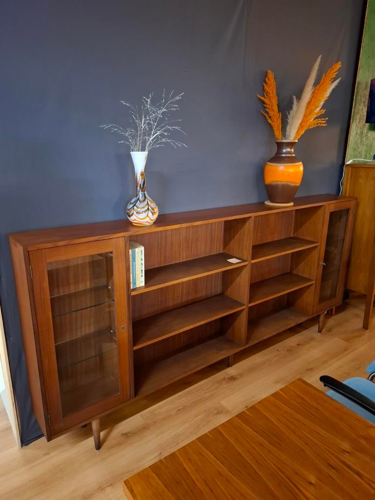 Vintage wandmeubel vitrinekast wandkast teak kast jaren 60, Ophalen, Met deur(en), Onbekend, Zo goed als nieuw