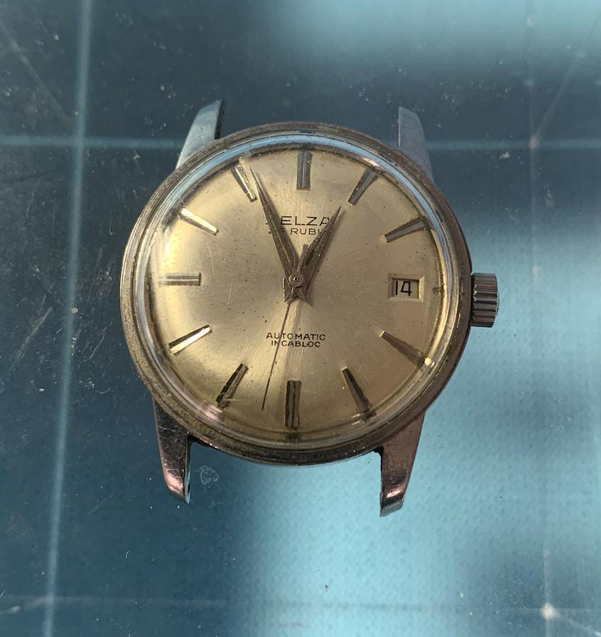 Selza automaat met datum heren horloge staal werkend, Ophalen of Verzenden, Gebruikt, Staal, Overige merken