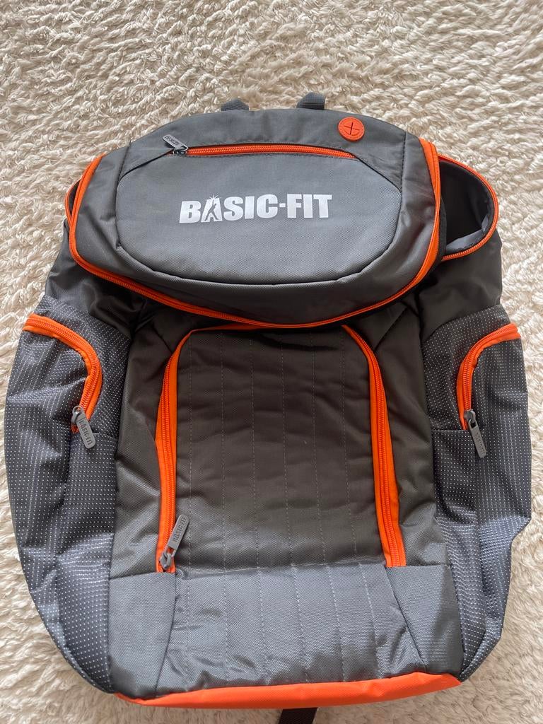 Basic-Fit rugzak grijs met oranje details, Ophalen of Verzenden, Gebruikt, 25 tot 40 cm, Overige merken