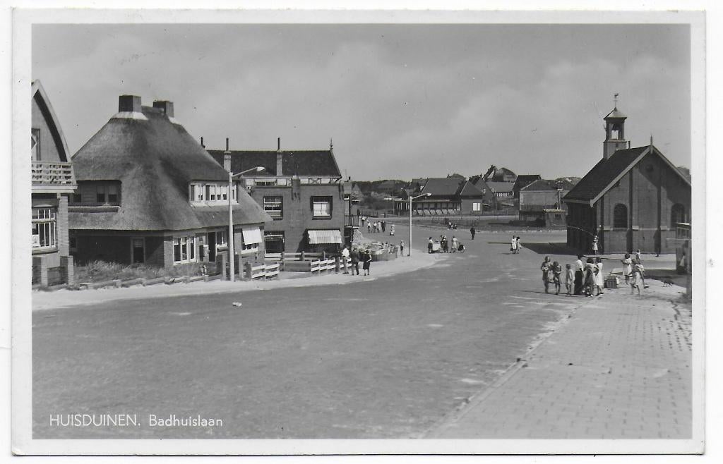 Huisduinen Badhuislaan Ansichtkaart Uit 1954 ( B7043), Verzamelen, Ophalen of Verzenden, 1940 tot 1960, Gelopen