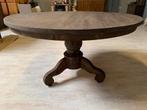 Ronde eettafel van teak 140cm, Huis en Inrichting, Tafels | Eettafels, Ophalen, Landelijk sober, Zo goed als nieuw, Vier personen