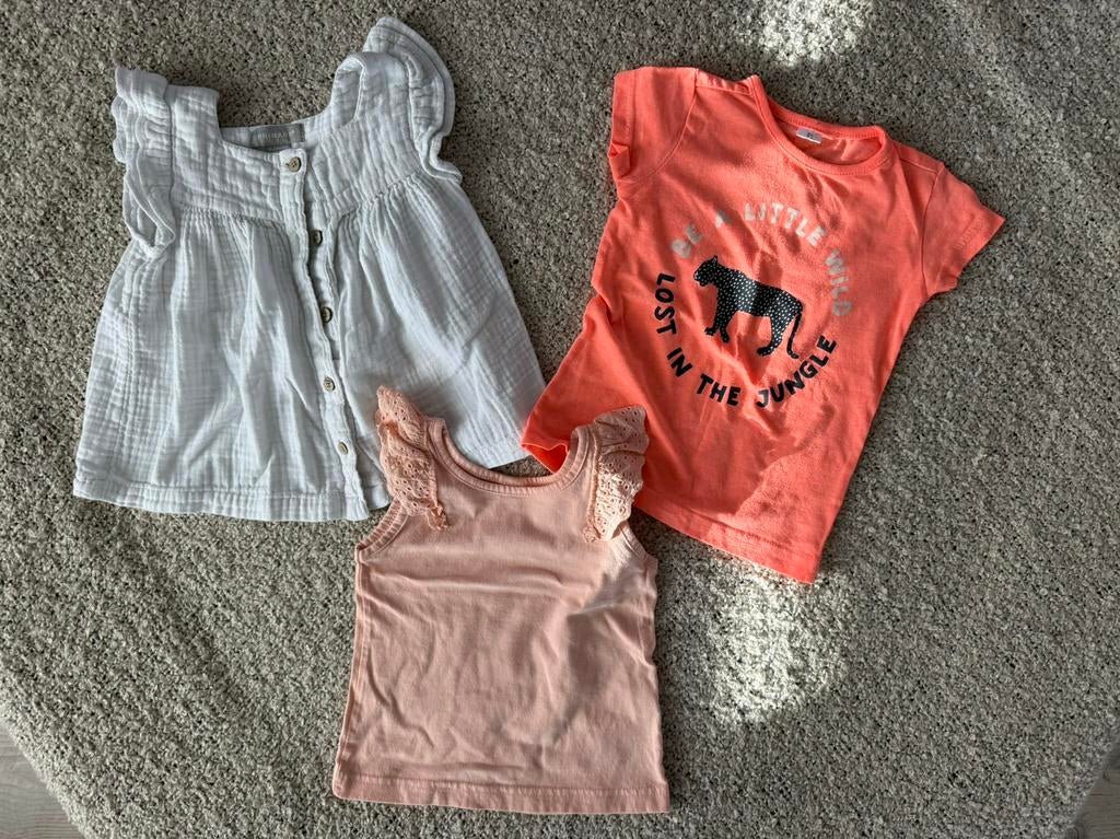 3 zomer shirts meisje 92, Ophalen of Verzenden, Gebruikt, Meisje, Shirt of Longsleeve