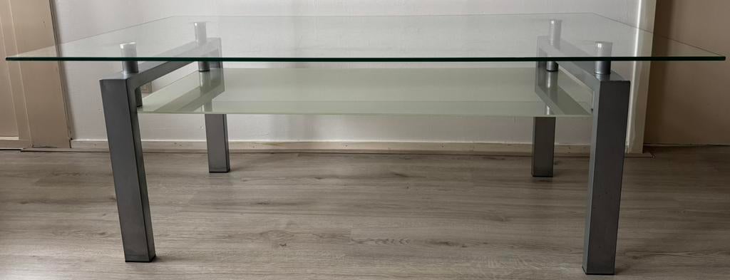 Glazen salontafel, Ophalen, 100 tot 150 cm, 50 tot 100 cm, Zo goed als nieuw