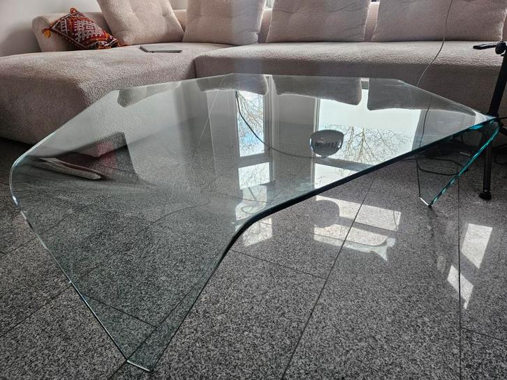 Fiam Italia Glazen Salontafel - Waterfall Design, Huis en Inrichting, Tafels | Salontafels, Gebruikt, Minder dan 50 cm, 100 tot 150 cm