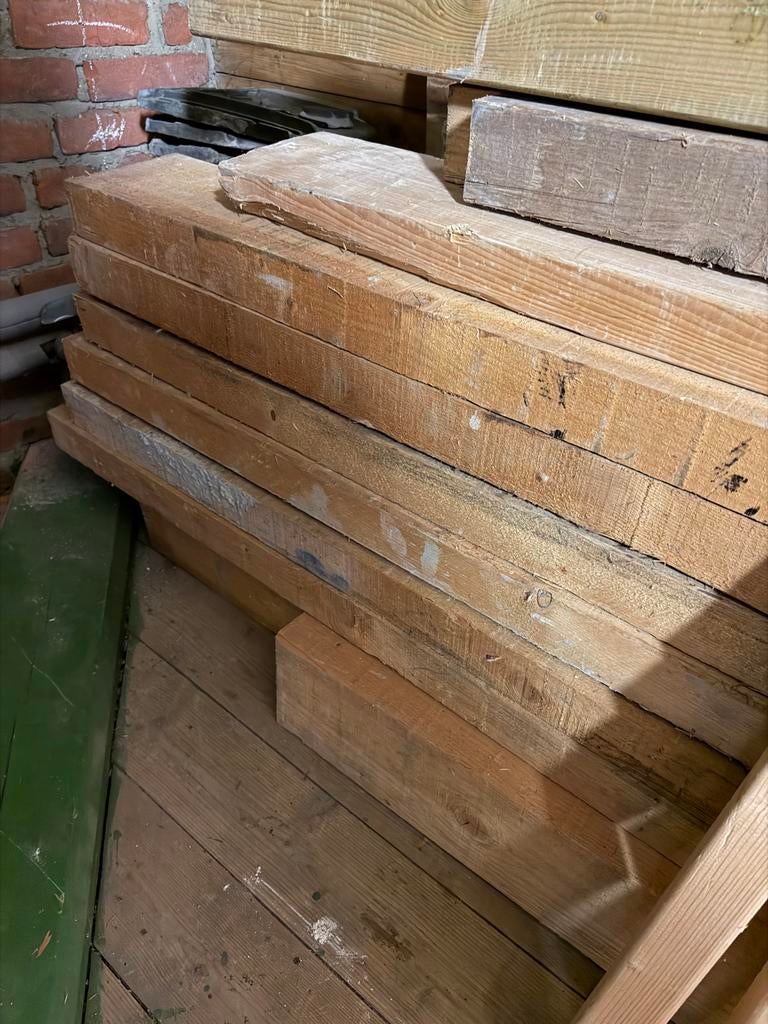 Partij nieuwe houten balken, Doe-het-zelf en Verbouw, Hout en Planken, Nieuw, Balk, Overige houtsoorten, Ophalen