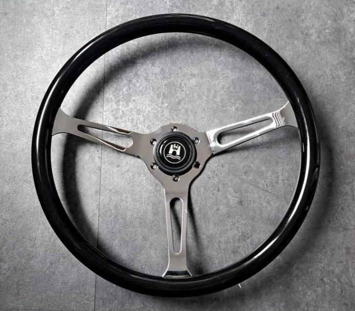 Zwart houten wolfsburg stuur zonder naaf, Auto-onderdelen, Overige Auto-onderdelen, Oldtimer onderdelen, Overige automerken, Volkswagen