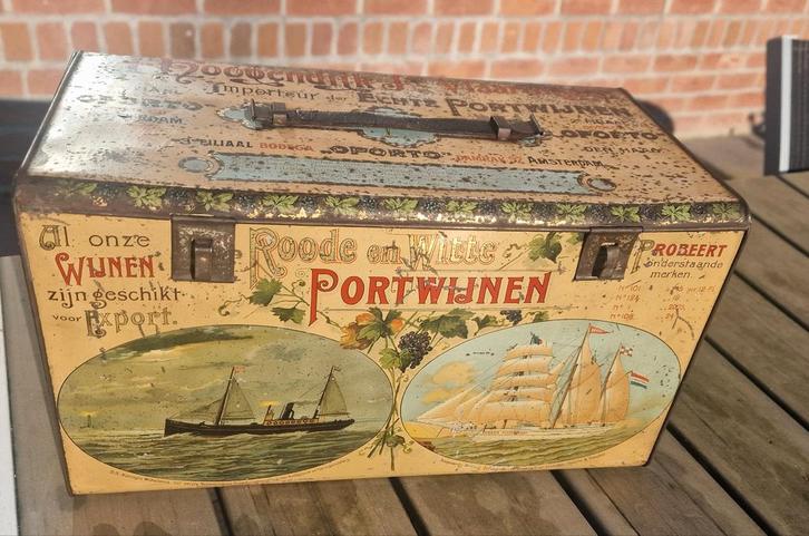 Winkelblik 'Roode en Witte Portwijnen' Bodega Hoogendijk, Verzamelen, Blikken, Gebruikt, Overige, Overige merken, Ophalen of Verzenden