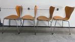 4 vlinderstoelen Fritz Hansen beuken, Huis en Inrichting, Stoelen, Ophalen, Gebruikt, Bruin, Vier