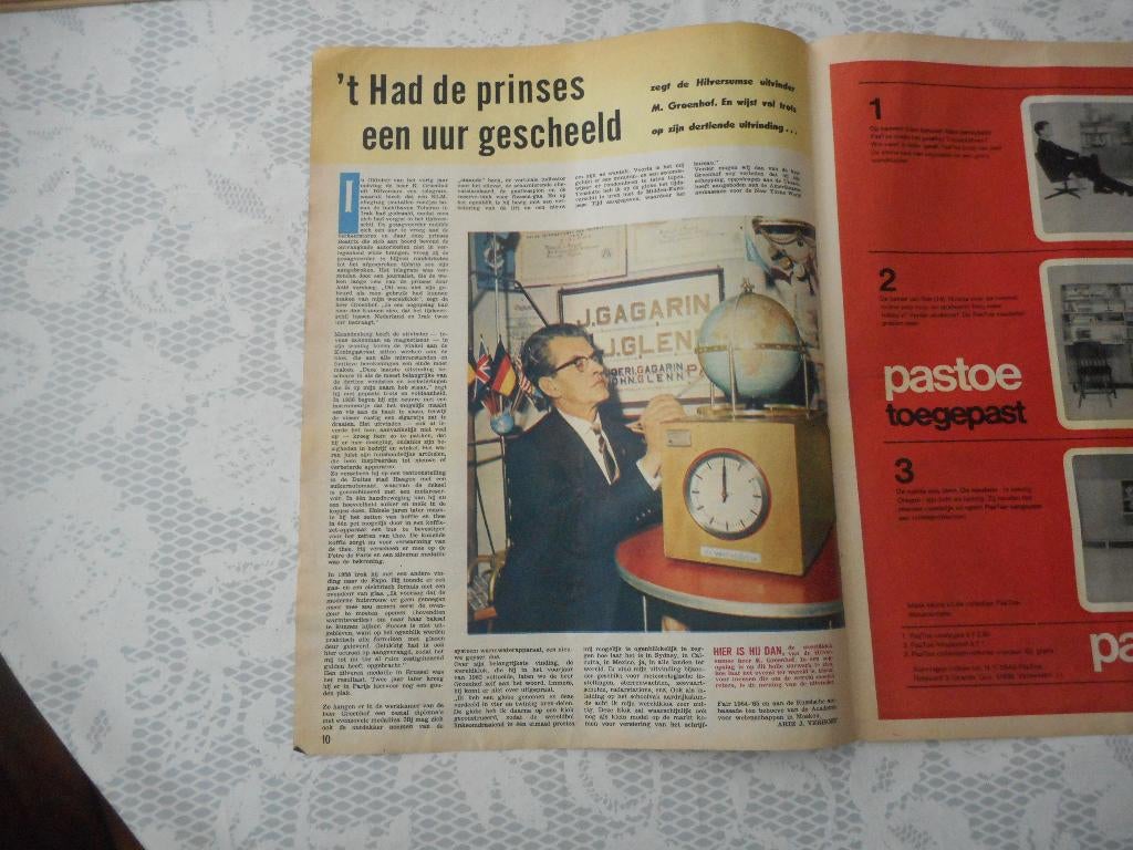 Hilversum. Uitvinder M. Groenhof. Tijdklok. 1963., Ophalen of Verzenden, 1960 tot 1980, Nederland, Knipsel(s)