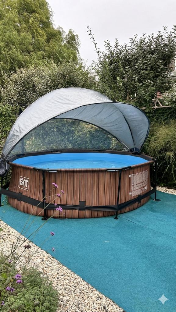 EXIT Wood zwembad ø300 x 76 cm met overkapping, Tuin en Terras, Gebruikt, Rond, Ophalen of Verzenden, Opzetzwembad