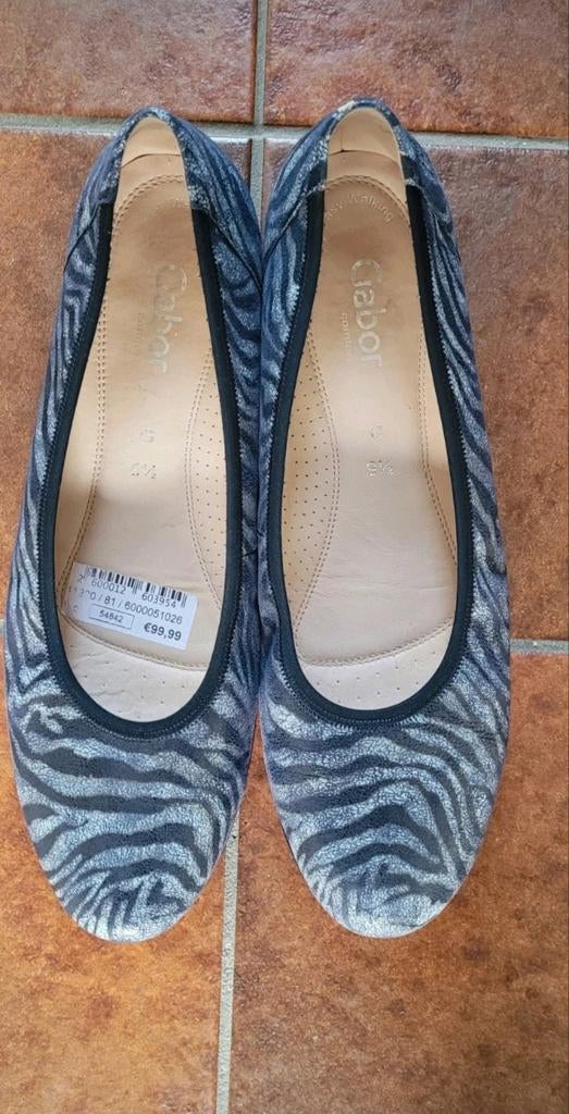 Gabor ballerina's met zebraprint zgan, maat g, 9½ , 42, Zwart, Gabor, Zo goed als nieuw, Ballerina's