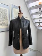 Vintage Leren Blazer Zwart 60s 70s M L, Ophalen of Verzenden, Zo goed als nieuw, Maat 38/40 (M), Zwart
