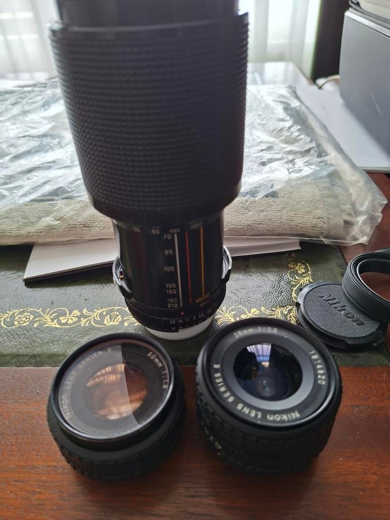 Nikon E 28mm, Nikon 50mm, Vivitar 1 70-210 lens set, Ophalen of Verzenden, Gebruikt, Groothoeklens, Zoom