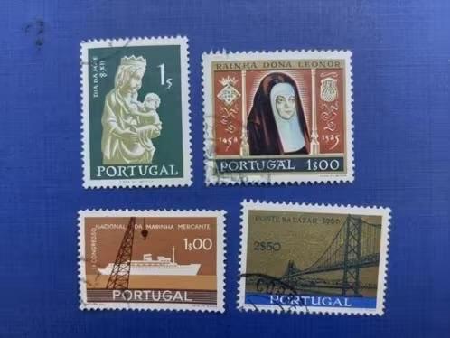 Postzegel Portugal 1956 tm 1959 4 losse zegels 29-03, Ophalen of Verzenden, Portugal, Gestempeld