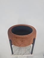 Ronde Opbergkruk / Poef | Velvet Bruin | Metaal Onderstel, Minder dan 50 cm, Modern, Fluweel, Opbergpoef, Minder dan 50 cm, Ophalen of Verzenden