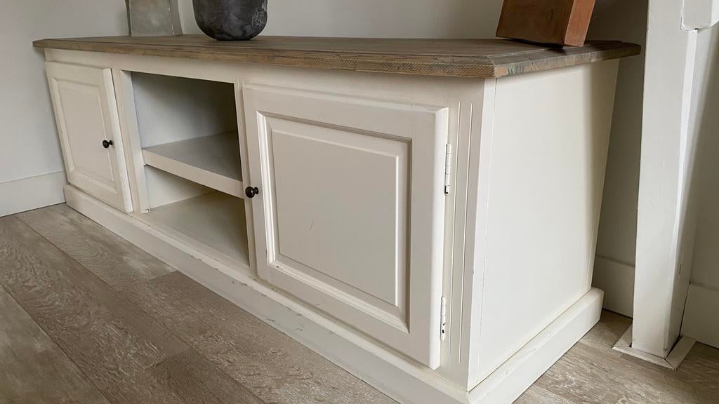 te koop laag dressoir / televisiemeubel , eiken bovenblad, Ophalen, Gebruikt, 150 tot 200 cm, Minder dan 100 cm