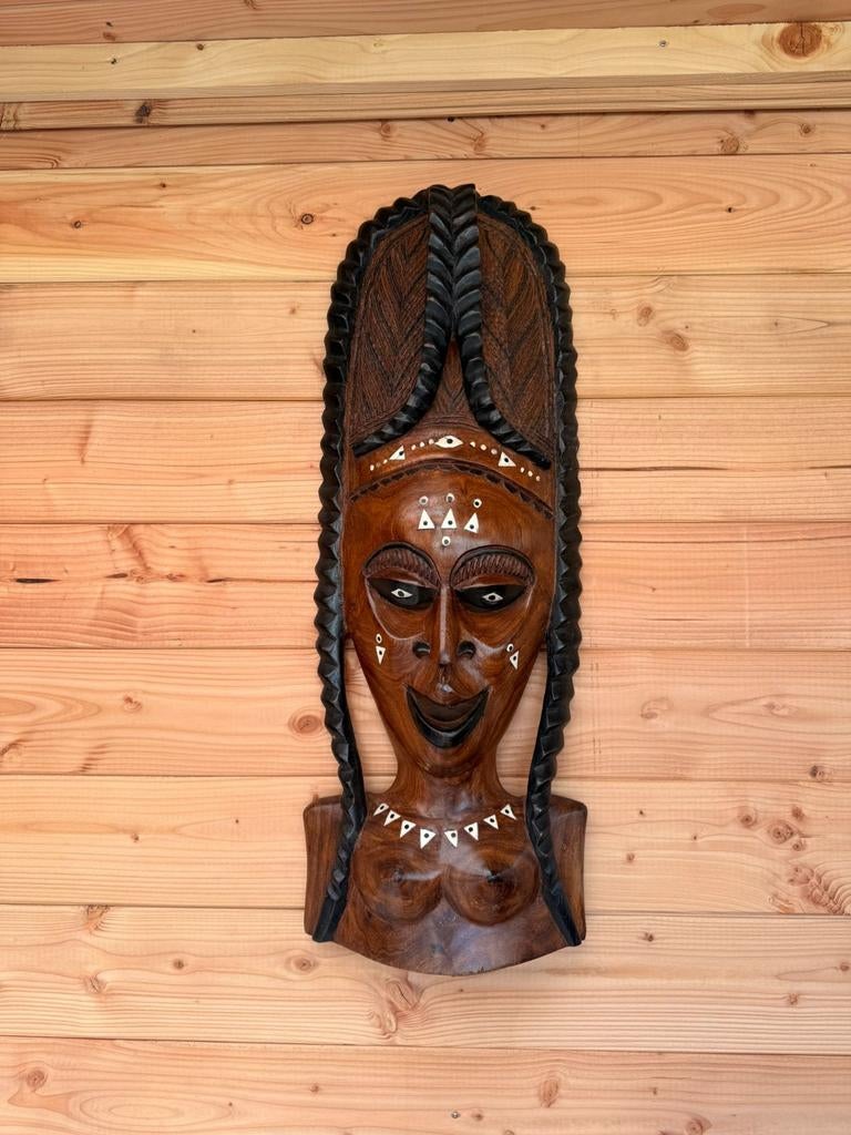 Handgemaakt Afrikaans Houten Masker - Wanddecoratie, Ophalen of Verzenden