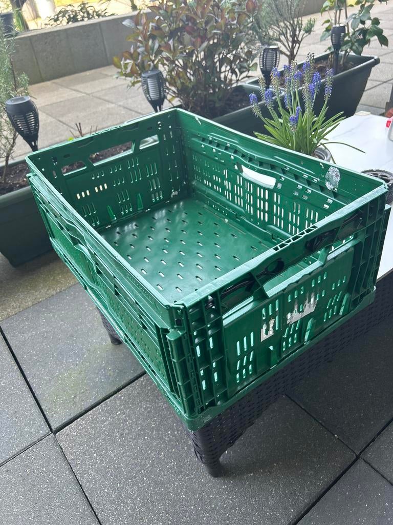 25x Inklapbare kratten - Groen - Handig voor opslag, Gebruikt, 40 tot 60 cm, Opvouwbaar, 50 tot 75 cm