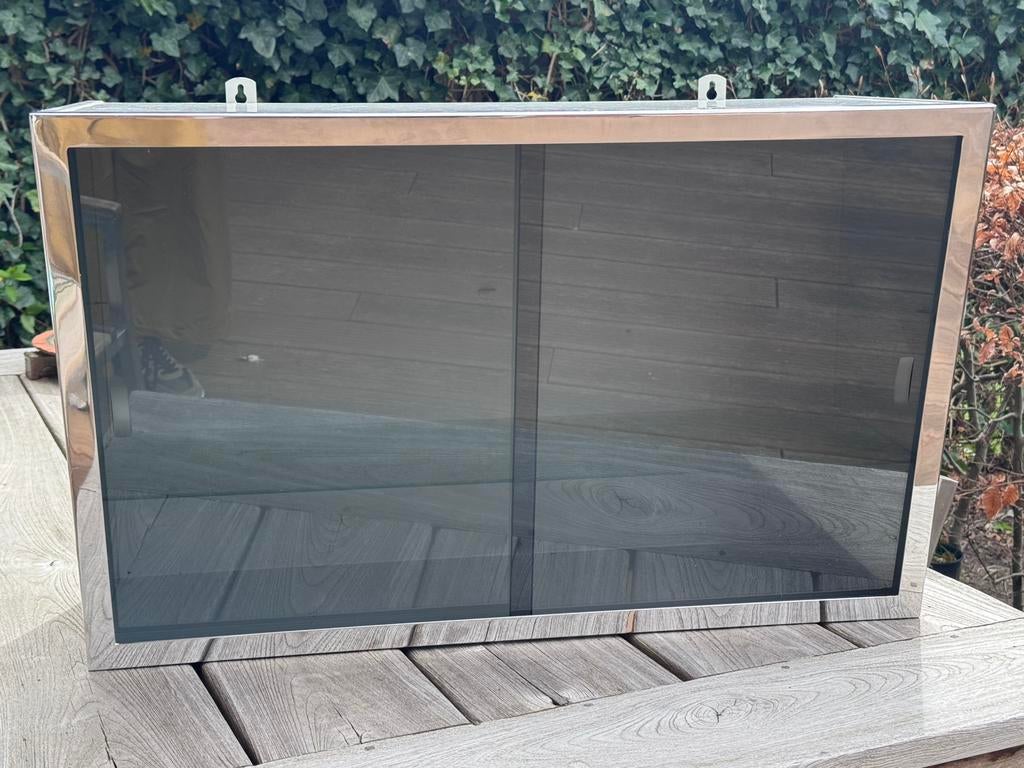 Vintage vitrine kast, Huis en Inrichting, Kasten | Vitrinekasten, Ophalen, 50 tot 100 cm, Zo goed als nieuw, Glas