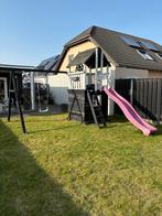 Houten speelhuisje met glijbaan en schommel, Ophalen, Gebruikt, Glijbaan