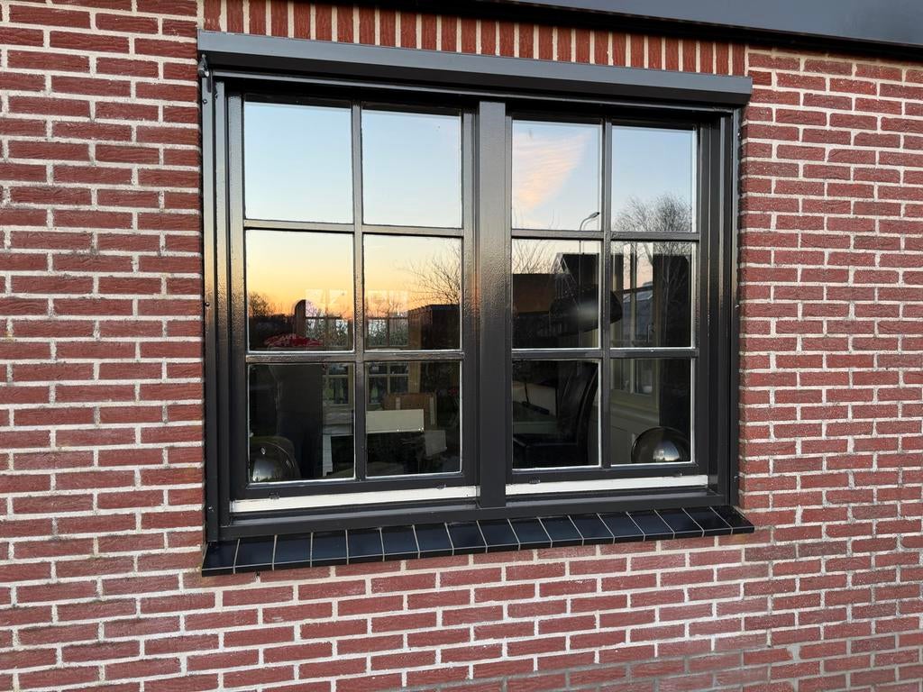 Houten ramen, deuren,  gietijzer stalramen incl kozijn, Ophalen, Gevelraam of Ruit, Gebruikt, 160 cm of meer