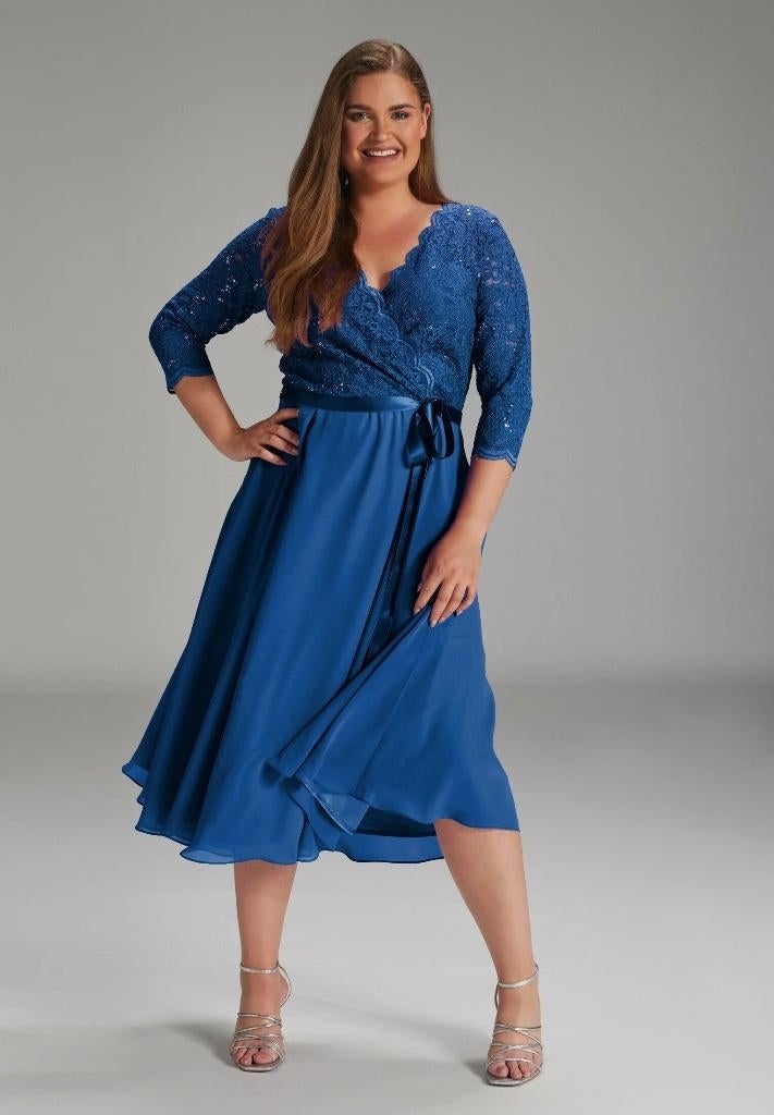 Cocktail jurk - Blauw - merk: Swing - maat 48, Kleding | Dames, Gelegenheidskleding, Overige typen, Blauw, Maat 46/48 (XL) of groter