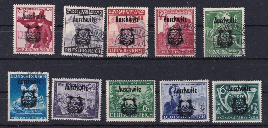 X65A) WO2 Reich opdruk Auschwitz 10x opdrukken geen garantie, Postzegels en Munten, Verzenden, Duitse Keizerrijk, Gestempeld