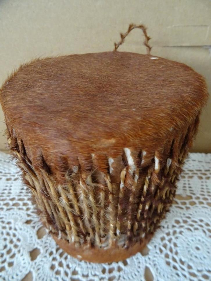 Curiosa inheemse trommel trommeltje Mali 11cm volkskunst, Antiek en Kunst, Curiosa en Brocante, Ophalen of Verzenden