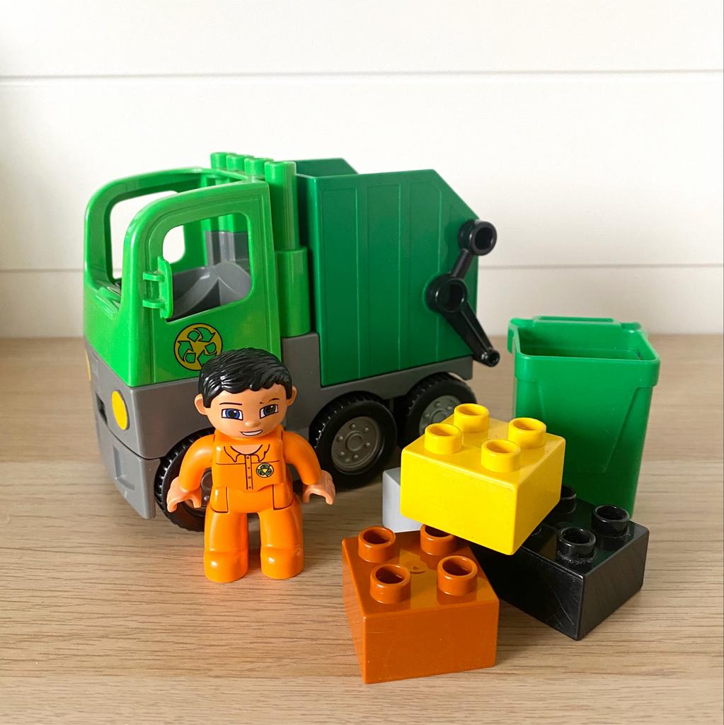 Duplo Vuilniswagen met figuur en blokken, Inclusief minifiguren, Gebruikt, Ophalen of Verzenden, Duplo