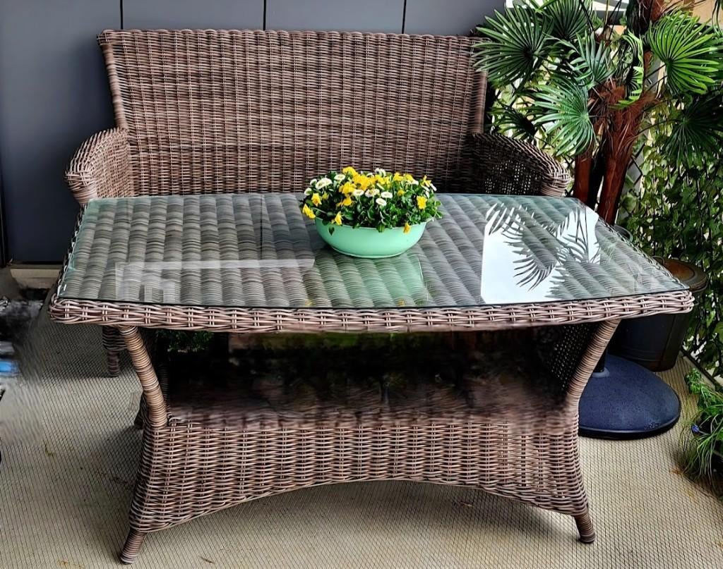 Tuintafel, Tuin en Terras, Tuintafels, Ophalen, Gebruikt, Rechthoekig, Wicker