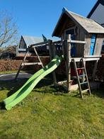 Jungle Gym houten speelhuis met glijbaan en schommel, Ophalen, Gebruikt, Hout