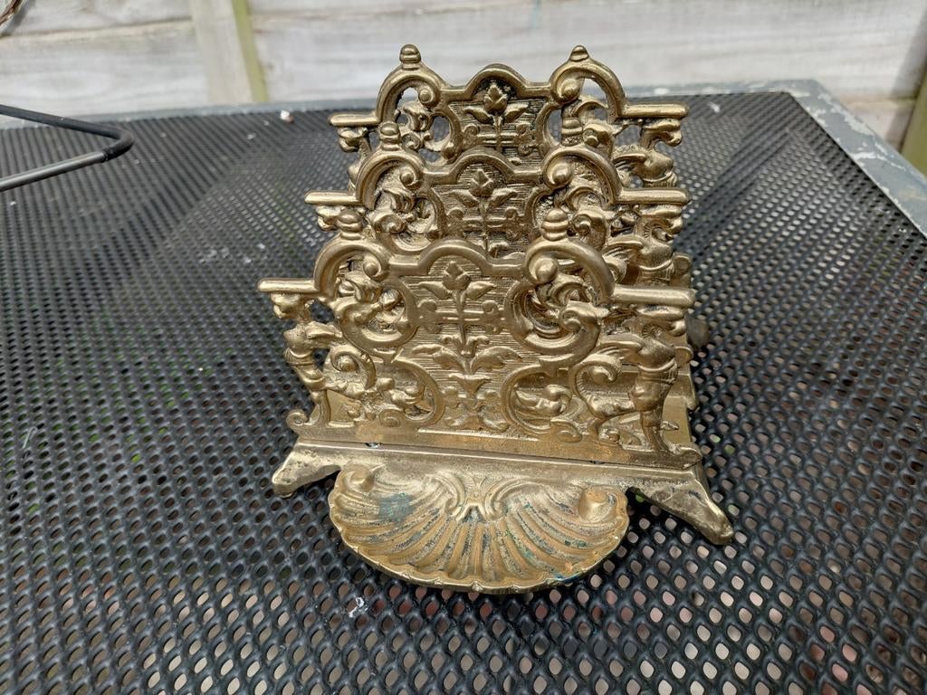 Prachtige oude brievenstandaard van zwaar messing, Ophalen of Verzenden