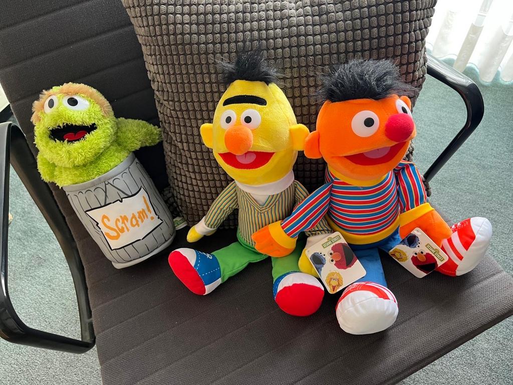 Sesamstraat Knuffels: Bert, Ernie en Oscar, Ophalen, Groen, Overige merken, Overige karakters
