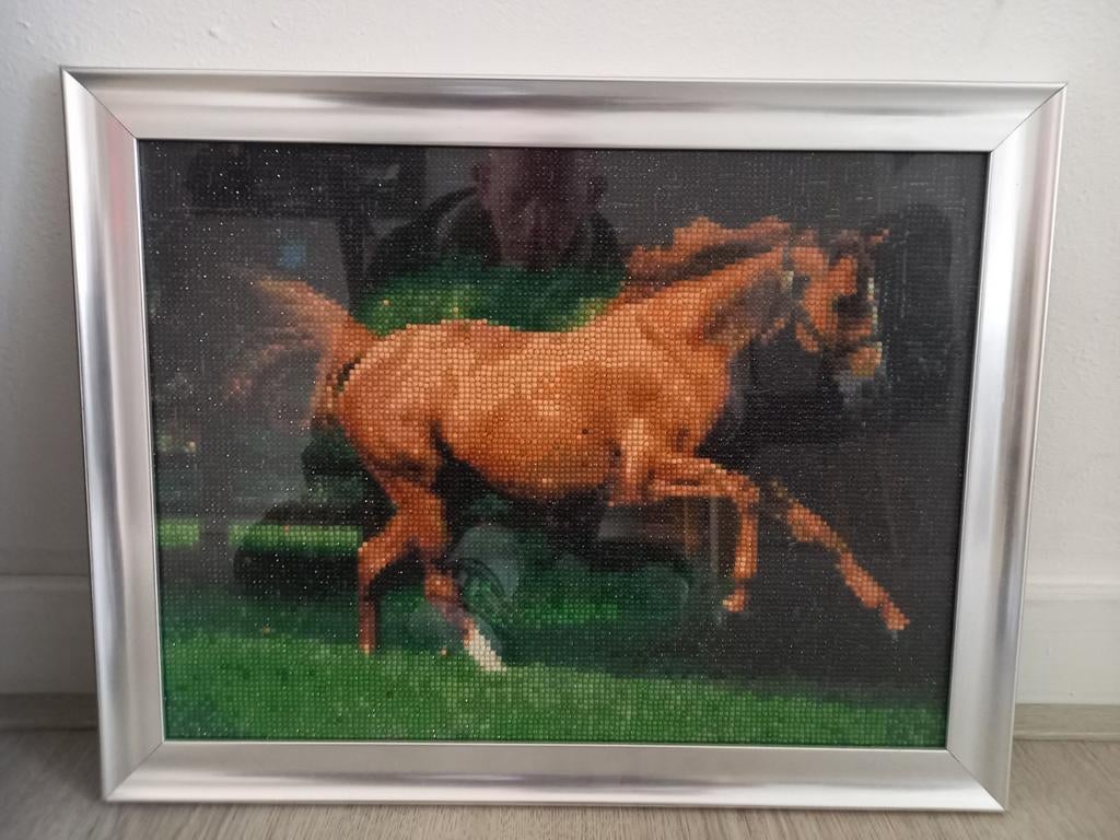 Diamond painting paard in zilverkleurige lijst, Ophalen of Verzenden
