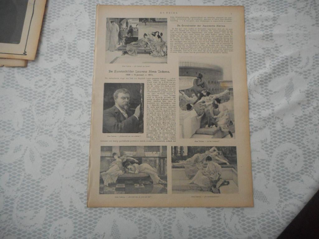 Laurens Alma Tadema. Kunstschilder. 1911., Ophalen of Verzenden, Voor 1920, Nederland, Knipsel(s)