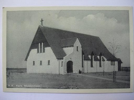 P204 Middenmeer - R.K. Kerk, Verzamelen, Ansichtkaarten | Nederland, Verzenden, 1940 tot 1960, Ongelopen, Noord-Holland