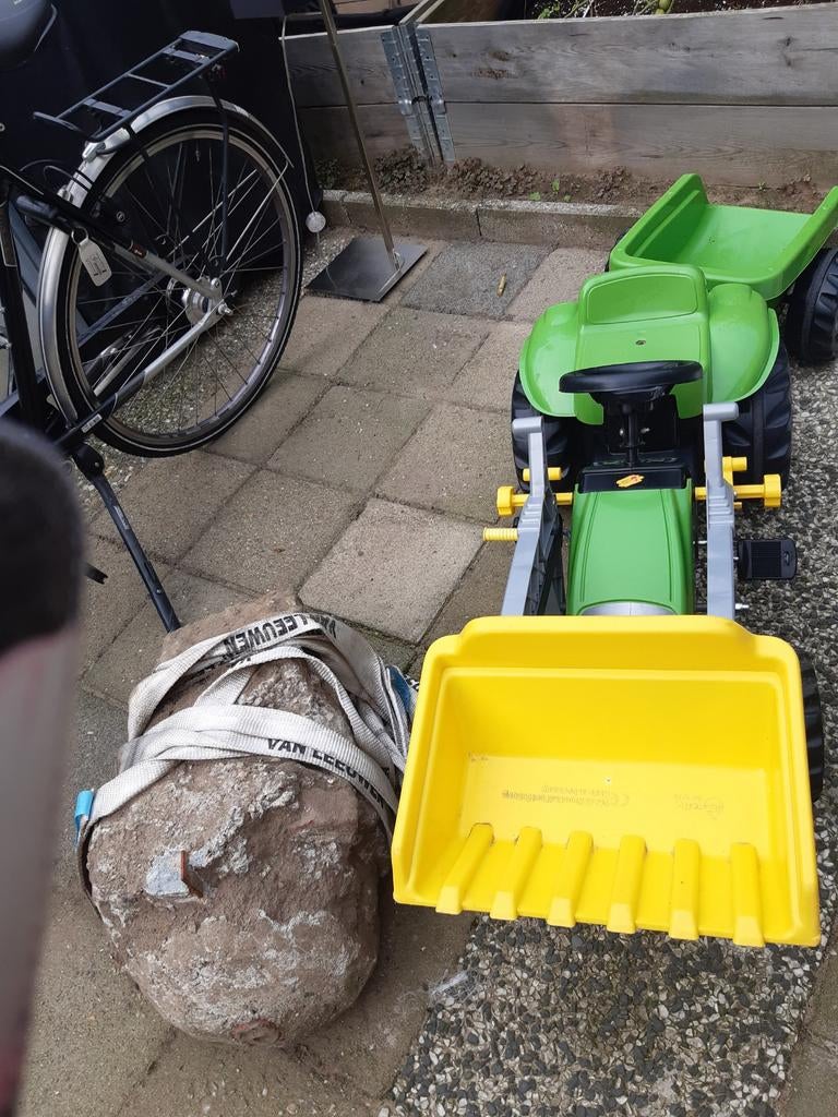 Mooie groene traptractor met aanhanger en voorlader, Kinderen en Baby's, Speelgoed | Buiten | Voertuigen en Loopfietsen, Ophalen