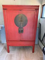 Oude Chinese Rode Kast met Bronsbeslag, Ophalen