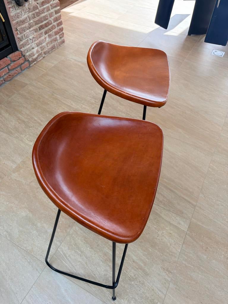 2 Barkrukken, Huis en Inrichting, Ophalen, Gebruikt, Met voetsteun, 60 tot 90 cm