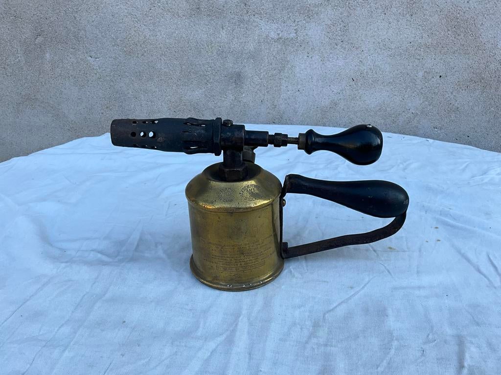 Antieke Soldeerlamp Benzine Max Sievert Patent Stockholm, Ophalen of Verzenden