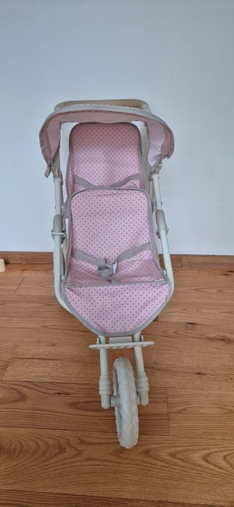 Roze poppenwagen tweeling buggy opvouwbaar, Ophalen, Gebruikt, Meisje
