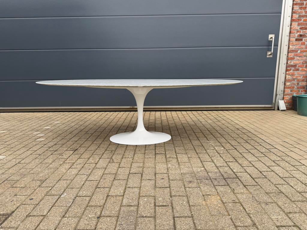 Originele ovale Knoll Tulip eettafel (244cm) Carrara marmer, Huis en Inrichting, Tafels | Eettafels, Ophalen of Verzenden, Vitra togo mah jong ligne roset sede cassina b&b italia artifort