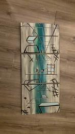 Drieluik abstract schilderij olieverf, Ophalen, Nieuw