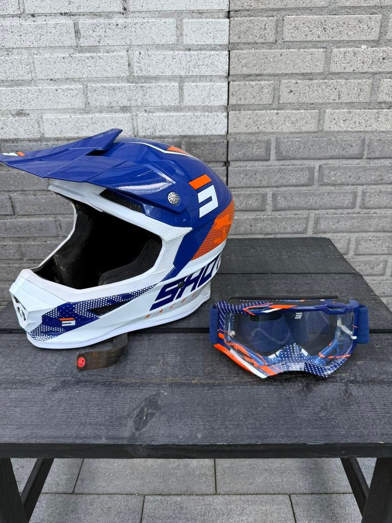 Shot motorcross helm met bijpassende bril. Maat L., Motoren, Kleding | Motorhelmen, Overige merken, Ophalen of Verzenden, L, Tweedehands